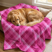 Mooie Roze Magenta Geruite Middelgrote Fleece Deke Deken