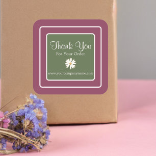 Mooie roze magenta olijf groene madeliefje dank u vierkante sticker