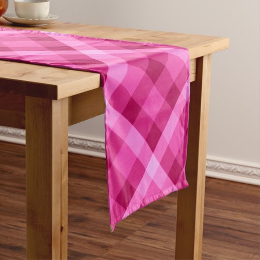 Mooie Roze Magenta Plaid Medium Tafelloper (Voorbeeld)