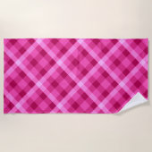 Mooie Roze Magenta Plaid Strandlaken (Voorkant)