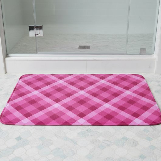 Mooie Roze Magenta Schotse Ruit Middelgrote Badmat