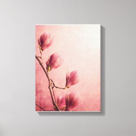 Mooie roze magnolia bloem canvas afdruk (Voorkant)
