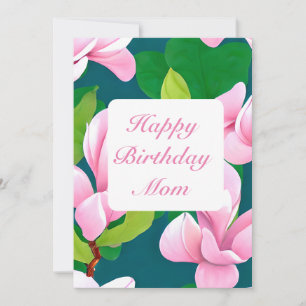 Mooie roze Magnolia bloemen Feestdagenkaart