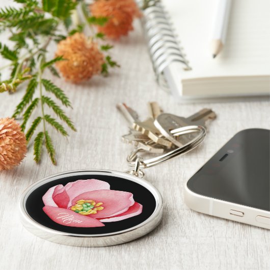 Mooie Roze Magnolia Flower | Mam Sleutelhanger (Zijkant)