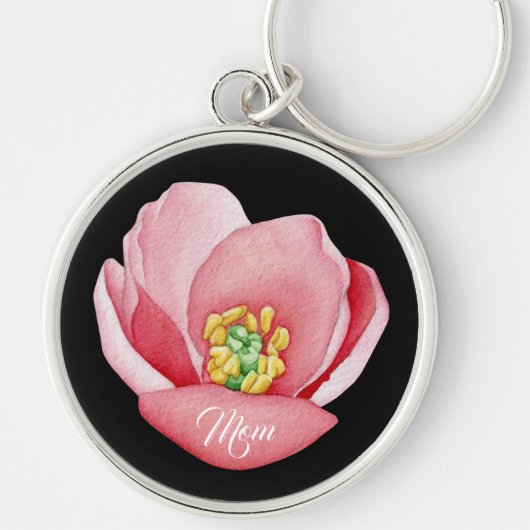 Mooie Roze Magnolia Flower | Mam Sleutelhanger (Voorkant)