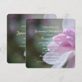 Mooie roze magnolië bloemgraduatie party kaart (Voorkant / Achterkant)