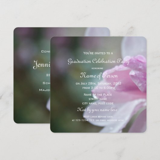 Mooie roze magnolië bloemgraduatie party kaart (Voorkant / Achterkant)