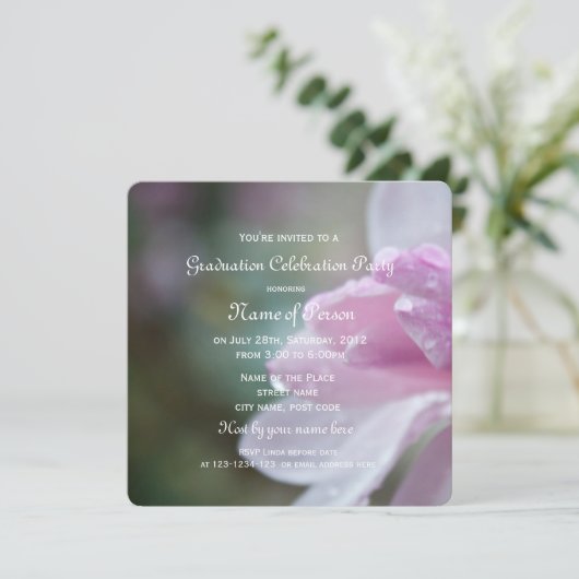 Mooie roze magnolië bloemgraduatie party kaart (Staand voorkant)