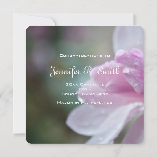 Mooie roze magnolië bloemgraduatie party kaart (Achterkant)