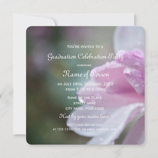 Mooie roze magnolië bloemgraduatie party kaart (Voorkant)