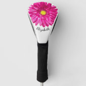 Mooie roze margriet bloem aangepaste naam dames golfheadcover (Voorkant)
