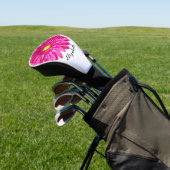 Mooie roze margriet bloem aangepaste naam dames golfheadcover (Insitu)