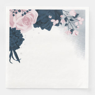 Mooie roze & marine bloemen servet