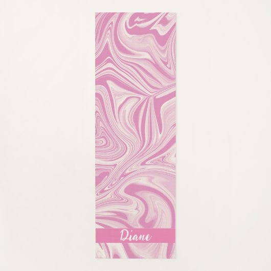 Mooie Roze Marmeren Swirl Monogram Yogamat (Voorkant)