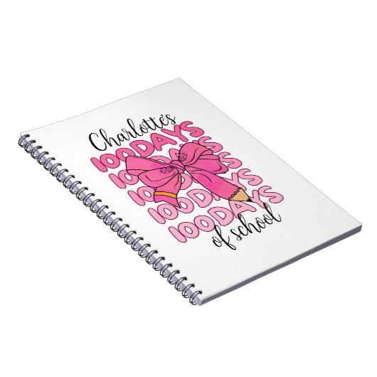 Mooie Roze Meisjes 100 Dagen School Potlood Boog Notitieboek (Rechterzijde)