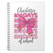 Mooie Roze Meisjes 100 Dagen School Potlood Boog Notitieboek (Voorkant)