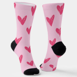 Mooie Roze Met De Hand Getekende Hartensokken Sokken