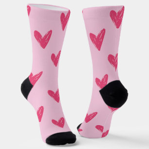 Mooie Roze Met De Hand Getekende Hartensokken Sokken