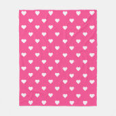 Mooie Roze Met Witte Hartjes  Fleece Deken (Voorkant)