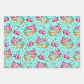 Mooie Roze Mint Dessert Cupcakes Donuts Inpakpapier Vel (Voorkant 2)