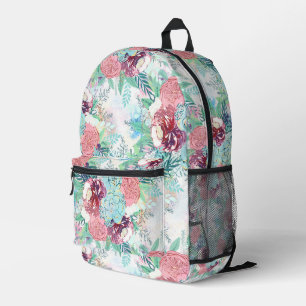 Mooie Roze Mint Pioen & Succulente Bloemenschilder Bedrukte Rugzak
