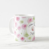 Mooie Roze Mint Ranunculus Koffiemok (Voorkant links)