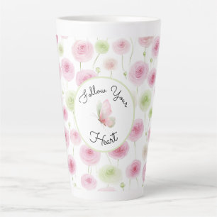 Mooie Roze Mint Ranunculus   Latte Mok