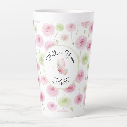 Mooie Roze Mint Ranunculus   Latte Mok (Voorkant)