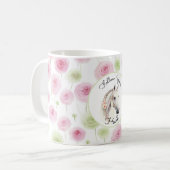Mooie Roze Mint Ranunculus Paard Koffiemok (Voorkant links)