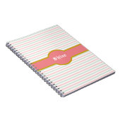 Mooie Roze Mint & Witte Strepen Notitieboek (Rechterzijde)