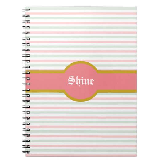 Mooie Roze Mint & Witte Strepen Notitieboek (Voorkant)