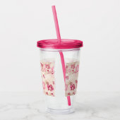 Mooie roze moderne bloemenpatroon acryl drinkbeker (Links)