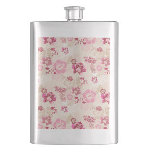Mooie roze moderne bloemenpatroon flacon