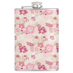 Mooie roze moderne bloemenpatroon heupfles