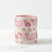 Mooie roze moderne bloemenpatroon mok (Midden)