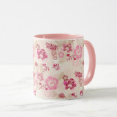 Mooie roze moderne bloemenpatroon mok (Voorkant rechts)