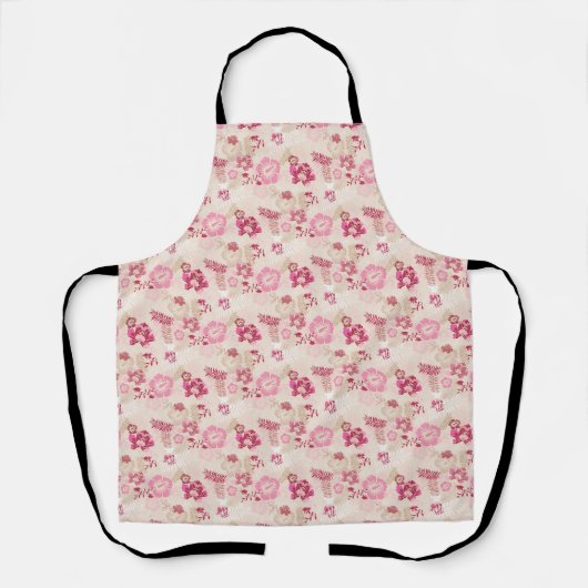 Mooie roze moderne bloemenpatroon schort (Voorkant)