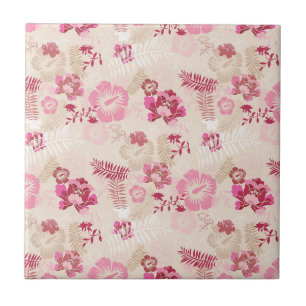 Mooie roze moderne bloemenpatroon tegeltje