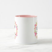 Mooie Roze Monogram (R) Bloemenkrans Mok (Midden)