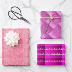 Mooie Roze Nep Glitter Inpakpapier Vellen