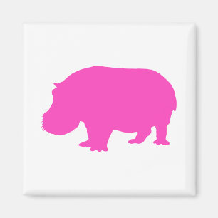 Mooie Roze Nijlpaard Silhouet Magneet