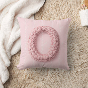 Mooie roze O monogram gehaakte letter boho Kussen