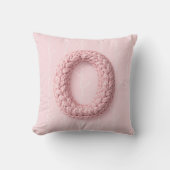 Mooie roze O monogram gehaakte letter boho Kussen (Voorkant)