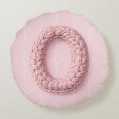 Mooie roze O monogram gehaakte letter boho Rond Kussen (Achterkant)