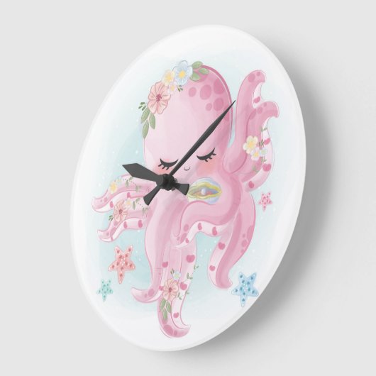 Mooie roze octopus grote klok (Hoek)