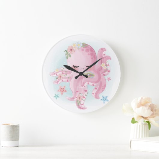 Mooie roze octopus grote klok (Huis)
