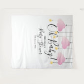 Mooie Roze Oh Baby Shower Fotobooth Achtergrond Wandkleed (Voorkant (horizontaal))