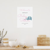Mooie Roze Olifant Baby Meisje Shower Welkom Bord Poster (Keuken)