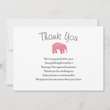Mooie Roze Olifant Baby Shower Bedankkaart