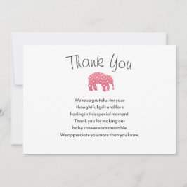 Mooie Roze Olifant Baby Shower Bedankkaart Kaart